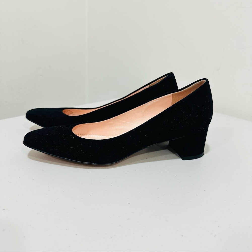 J CREW AVERY Velvet‎ Pumps Black Block Heels  Size 6